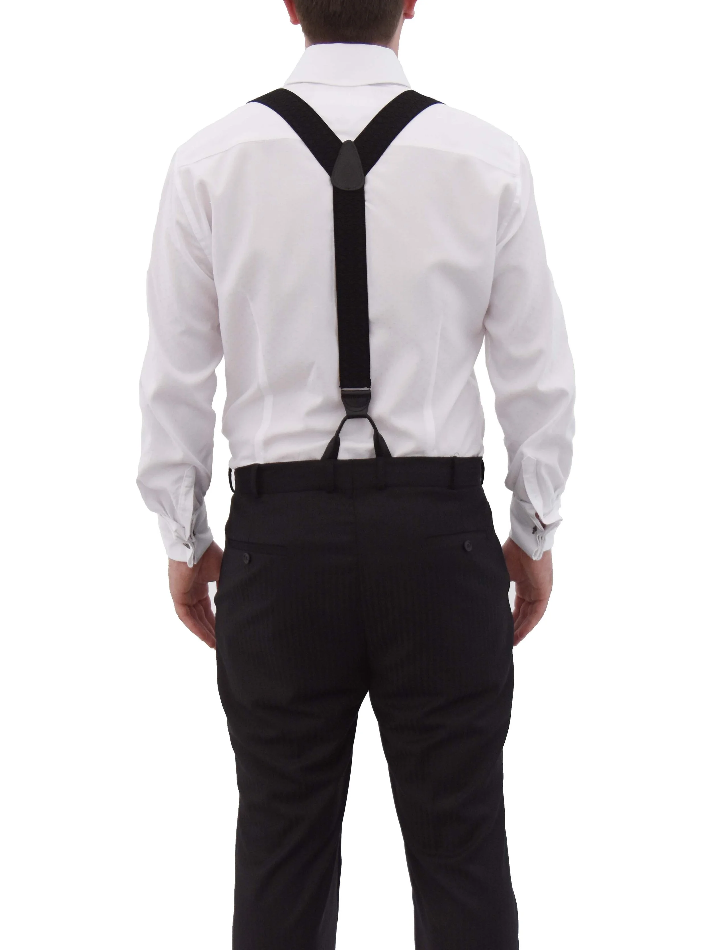 Black Cross Hatch Jacquard Suspenders — THANE ZRONGO